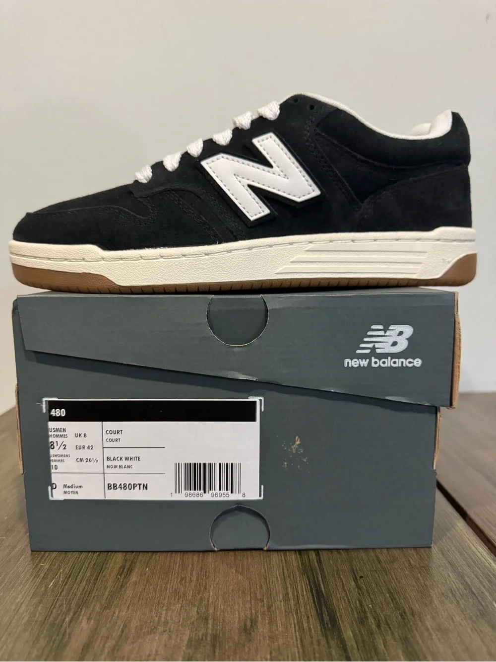 New Balance 480 Court Black and White Mens Shoes